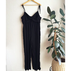 Old Navy Wide Leg Linen Blend Jumpsuit XXL Empire Waist Resort Classic Preppy